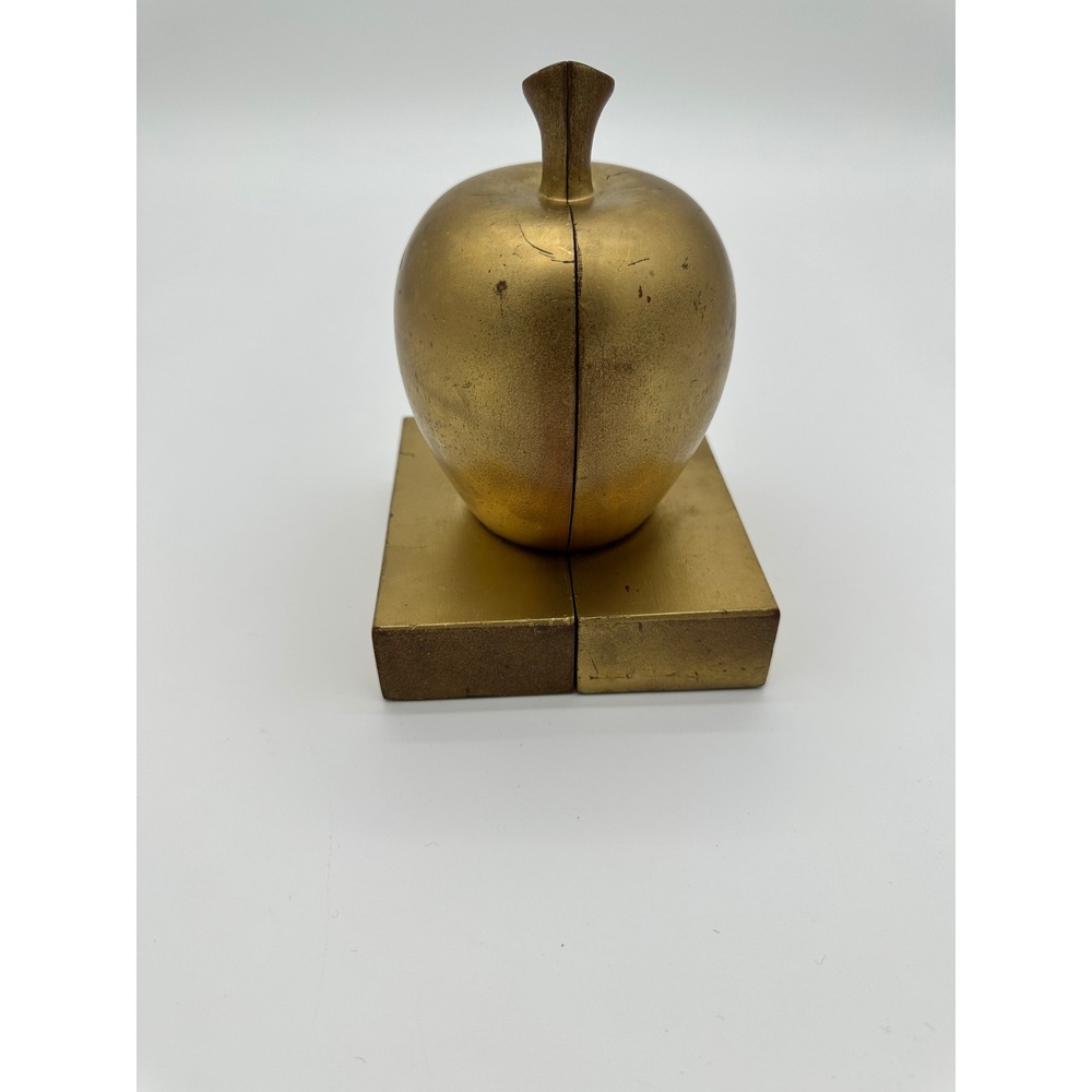 Bookends Vintage Mid Century Modern Apple Decor Gold‎